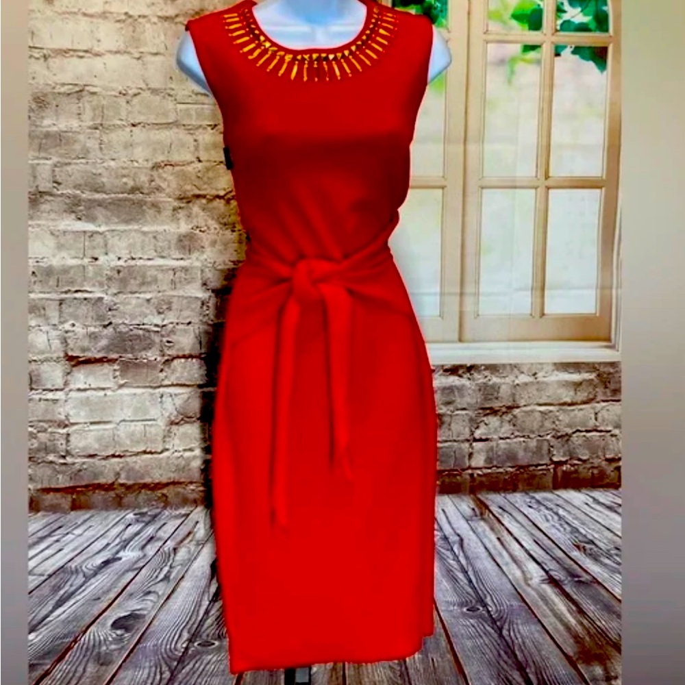 COPY - Ashley Stewart Sz 26 Red & Gold Dress